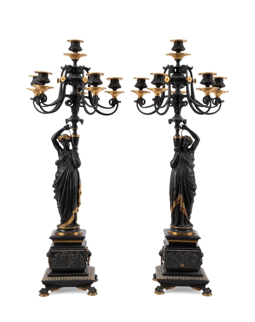 PR NAPOLEON III FIGURAL BRONZE CANDELABRA, 19TH C. (1 of 8)