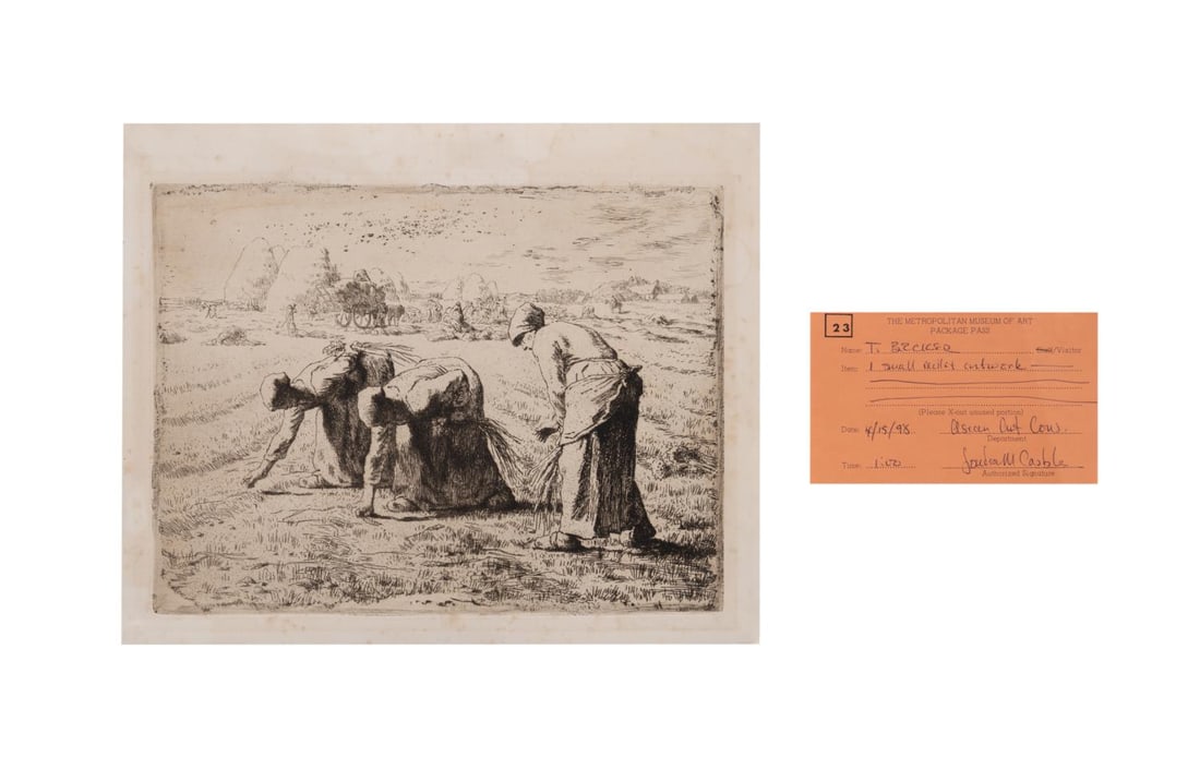 J.F. MILLET, 'THE GLEANERS' MOUNTED ENGRAVING (1 of 4)