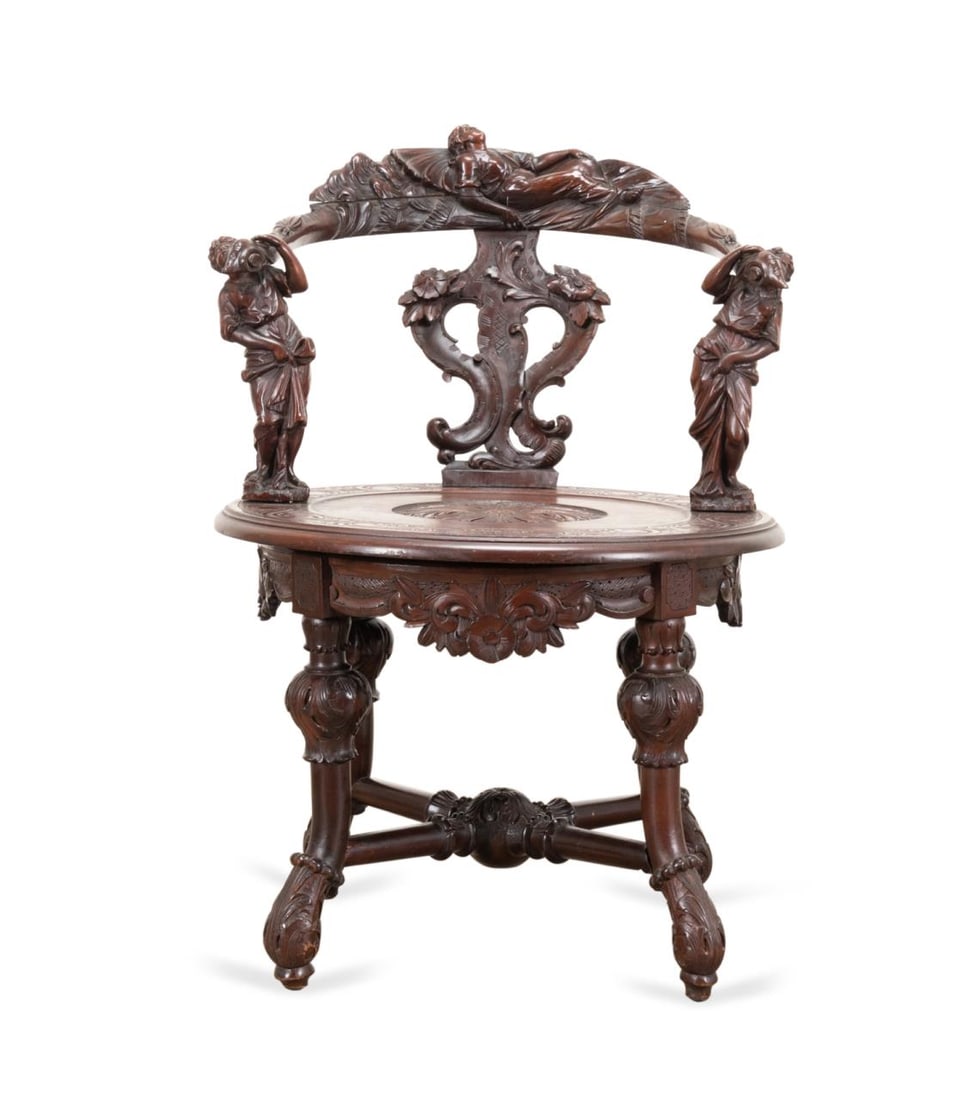 VENETIAN RENAISSANCE REVIVAL SWIVEL CHAIR, 19TH C. (1 of 7)