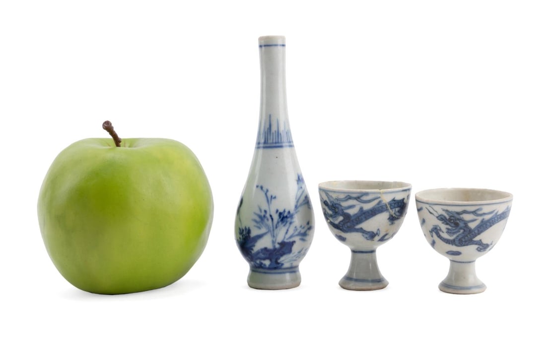 3PCS CHINESE HATCHER CARGO BLUE & WHITE PORCELAIN (1 of 8)