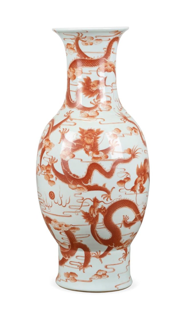 CHINESE IRON RED FIVE CLAW DRAGON FLOOR VASE (1 of 7)