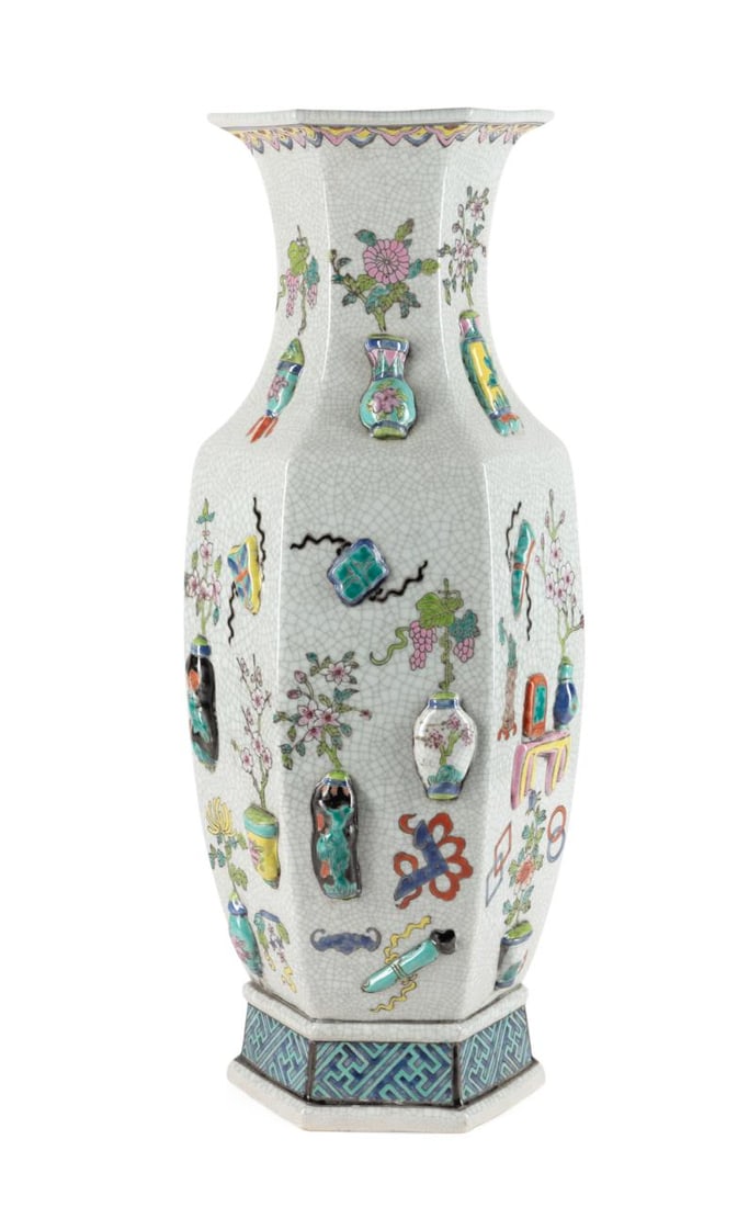 CHINESE FAMILLE ROSE 'BOGU' VASE (1 of 6)