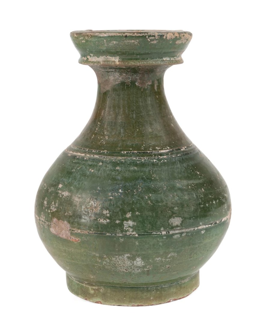 CHINESE HAN DYNASTY STYLE GREEN GLAZED HU VASE (1 of 6)
