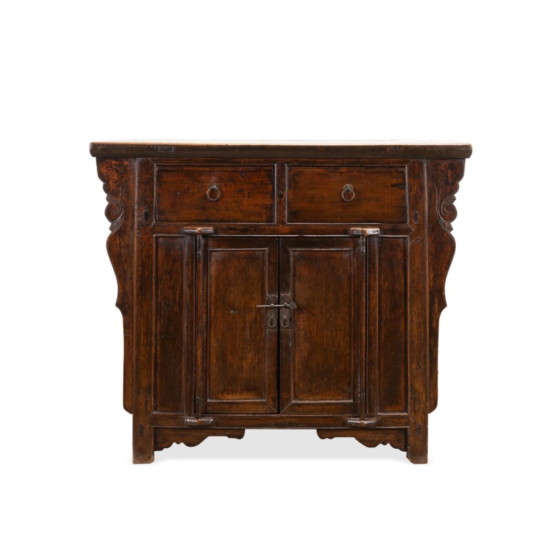 CHINESE DARK STAINED WOODEN CABINET (1 of 7)
