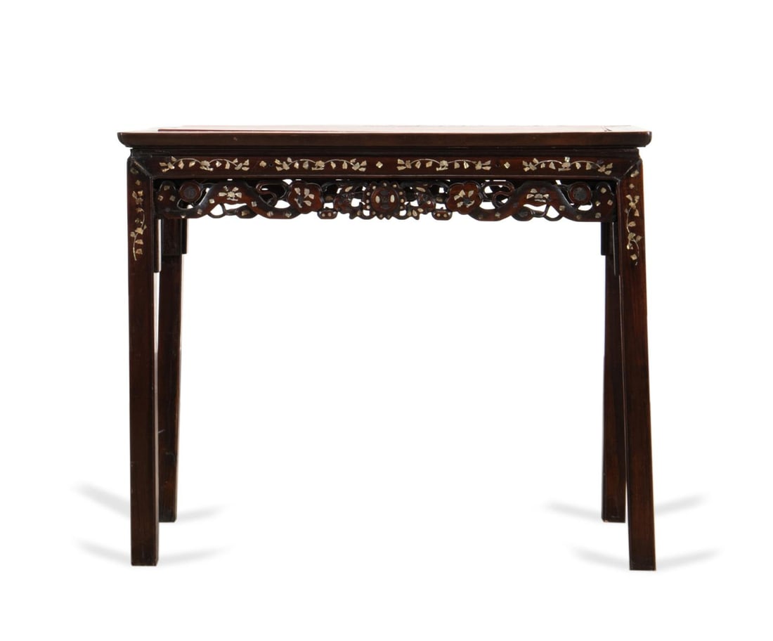 CHINESE MOP INLAID SHORT HARDWOOD CONSOLE TABLE (1 of 6)