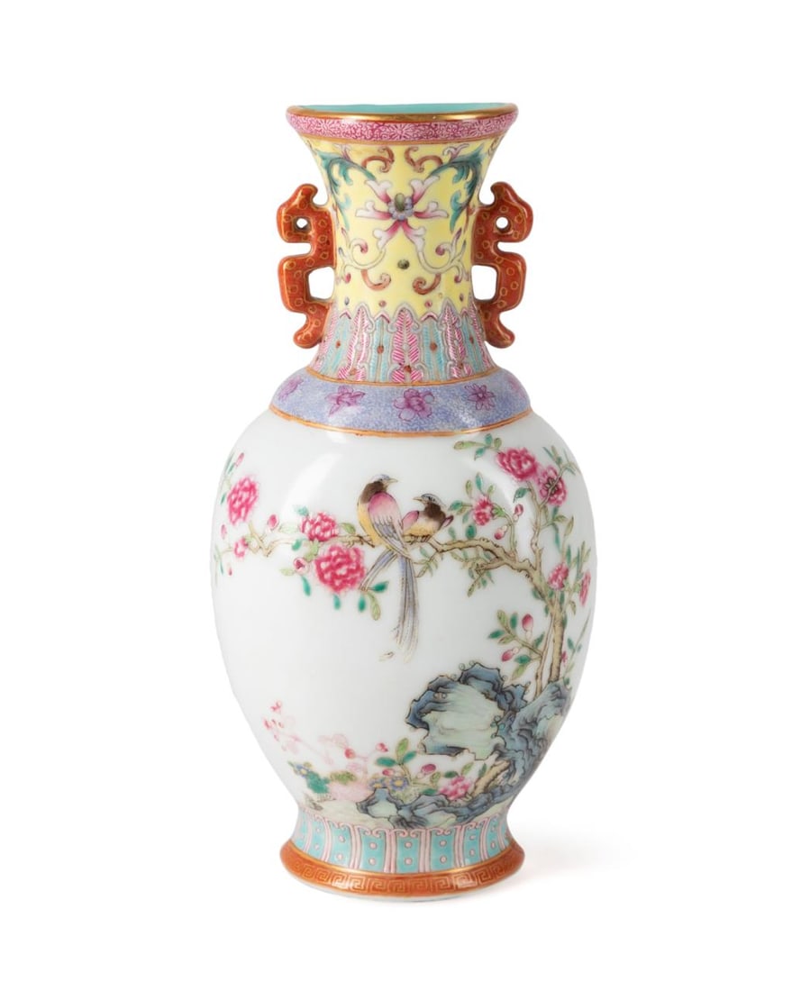CHINESE FAMILLE ROSE HALF WALL VASE (1 of 8)