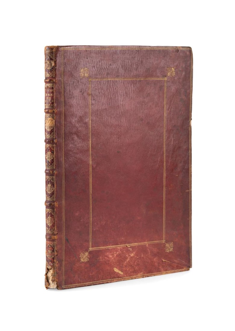 VINCENT DU VAL, POMPE FUNEBRE JULE MAZARINI, 1664: La Pompe Funebre ou Les Eloges de Jule Mazarini, Cardinal, Duc, et Premier Ministre. Po?me Hero?que, Published 1664 by Sebastian Martin, Paris. Book is fully bound in red leather with gilt decoration