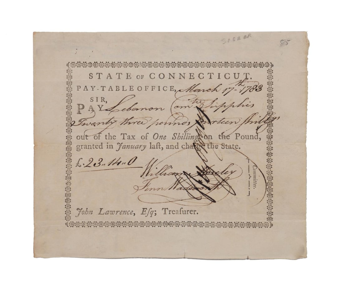 WILLIAM WILLIAMS, SIGNED PAYMENT DOCUMENT, 1783 (1 of 4)