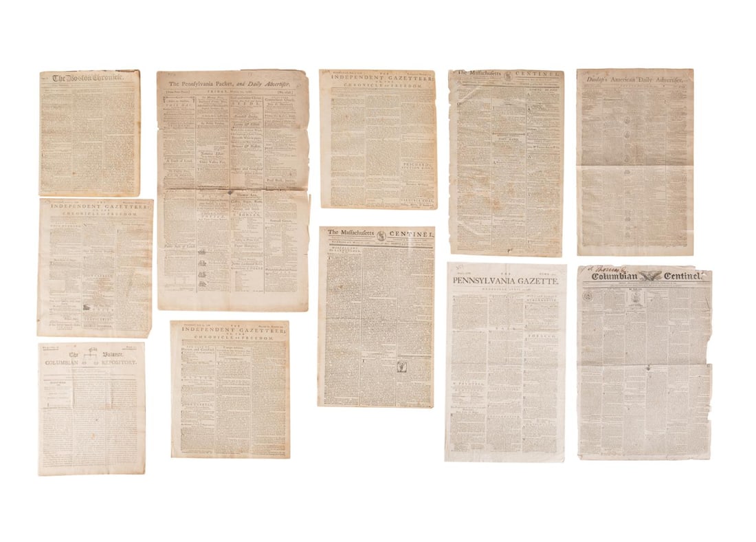 9PCS COLONIAL UNITED STATES NEWSPAPERS, 1780s (1 of 5)