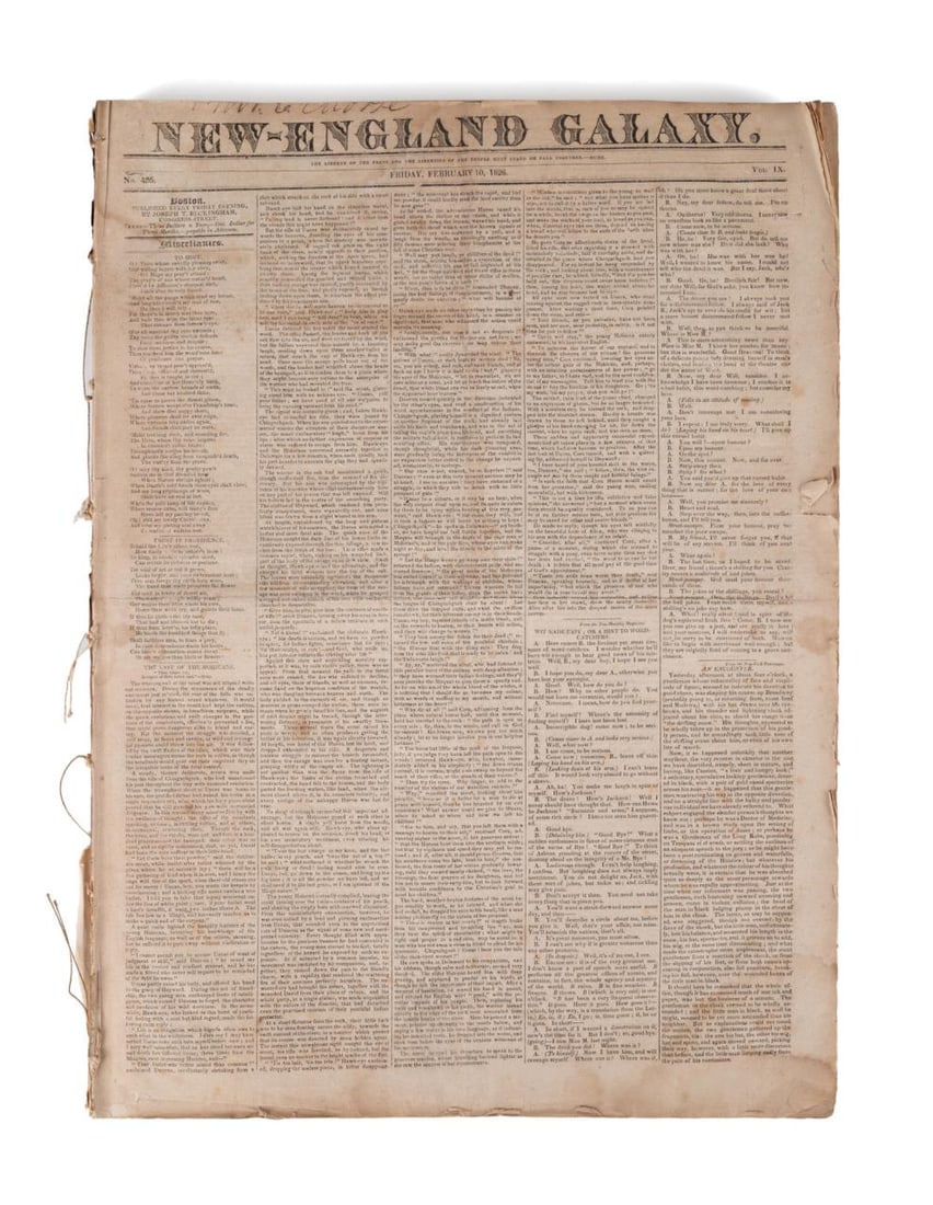 NEW ENGLAND GALAXY NEWSPAPER SET, 1826-1827 (1 of 7)