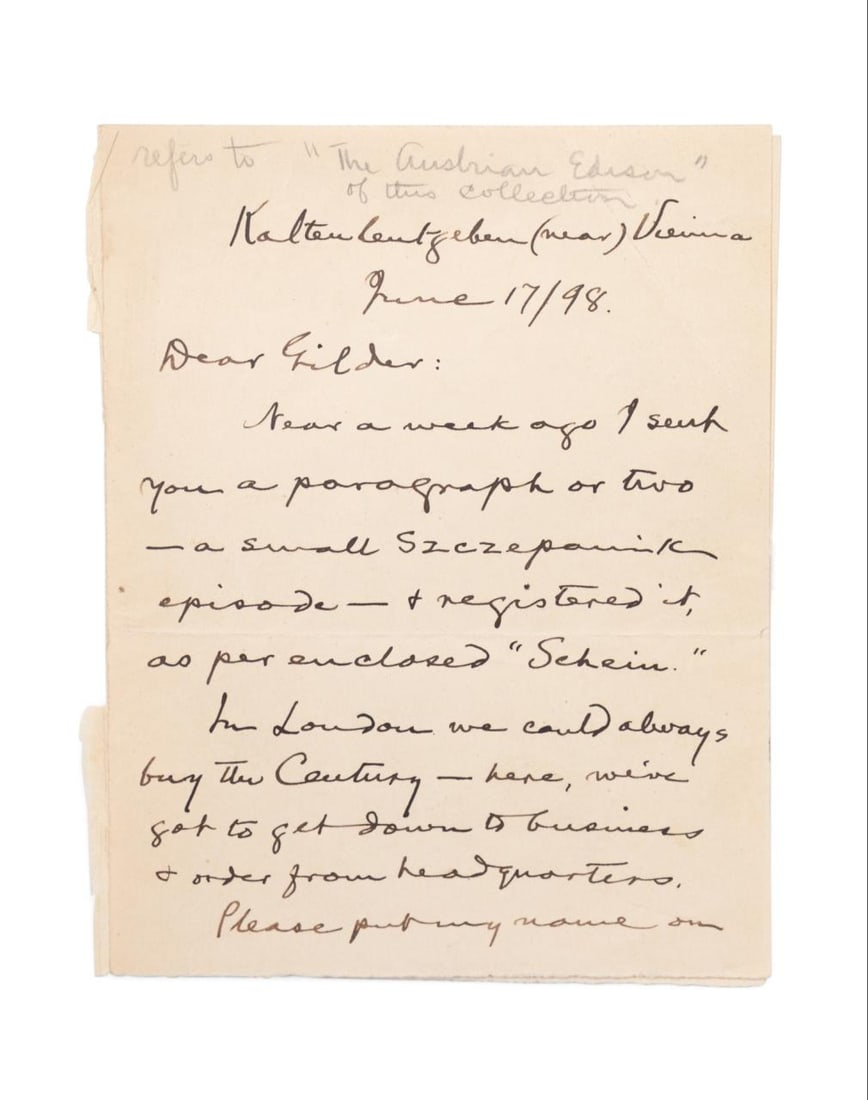 MARK TWAIN SIGNED LETTER TO RICHARD WATSON GILDER (1 of 3)