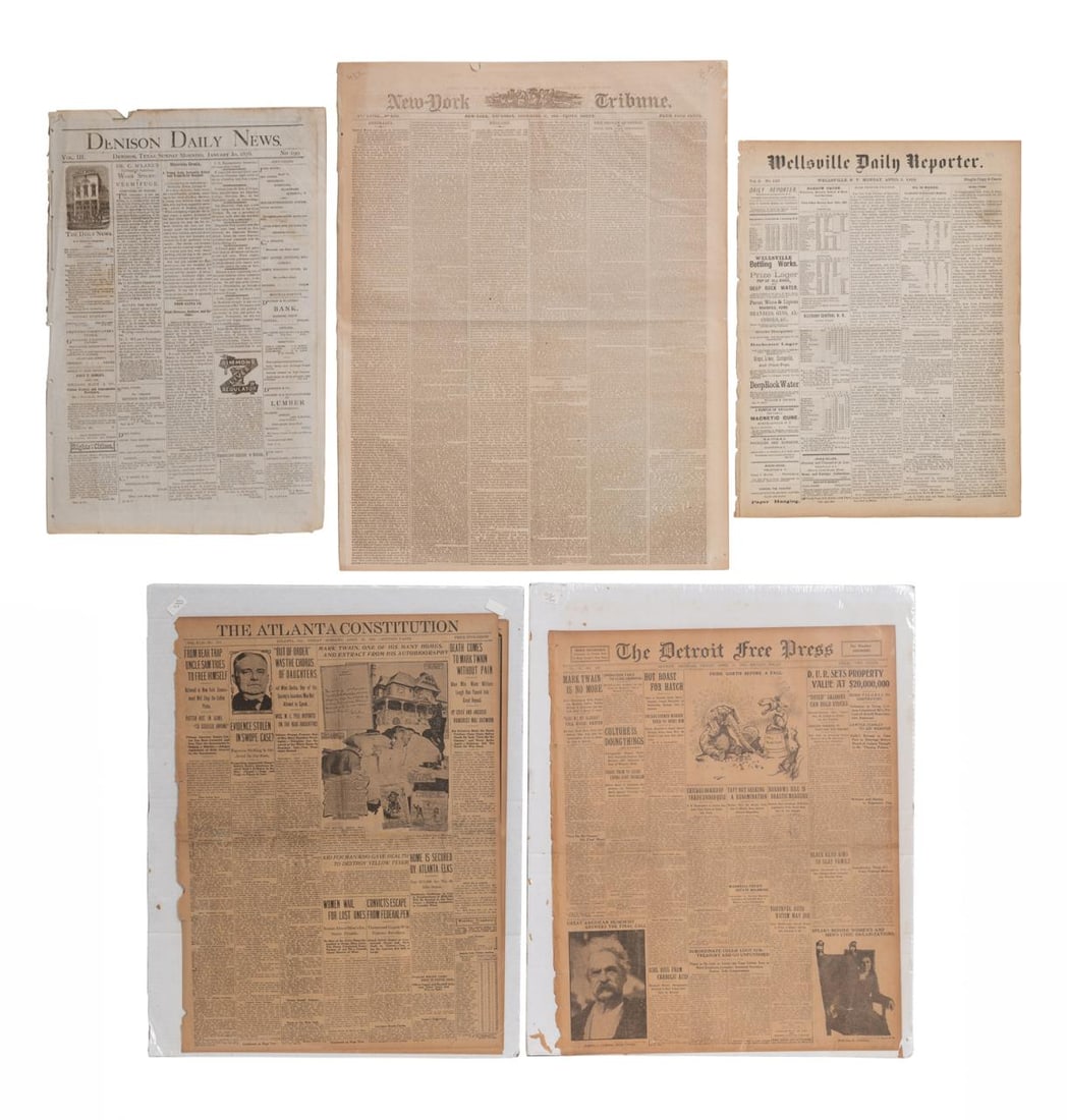 7PCS MARK TWAIN IN NEWSPAPERS AND PERIODICALS (1 of 10)