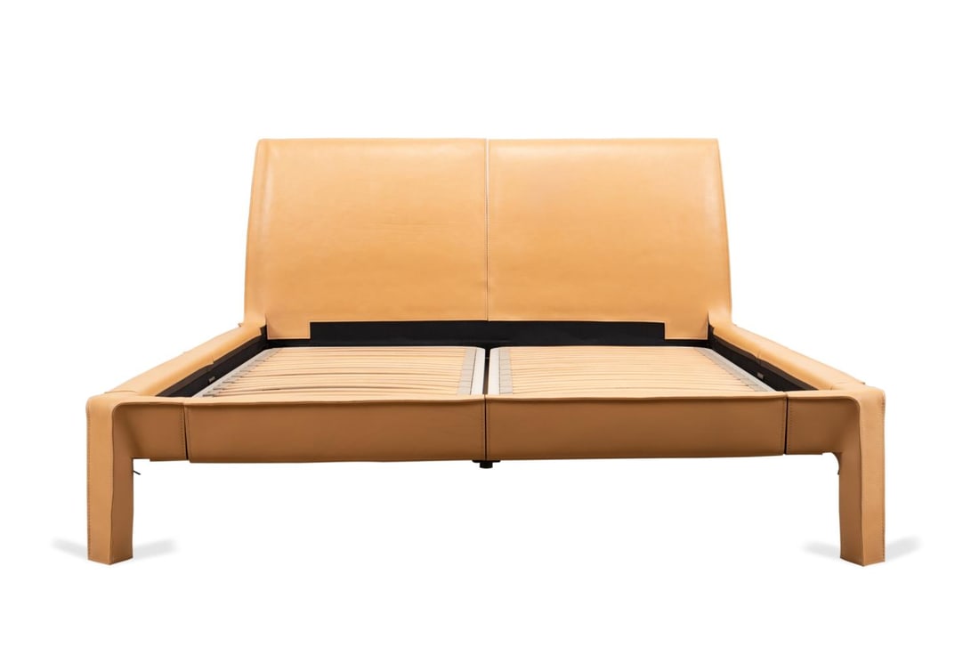 CASSINA CAB L50 TAUPE LEATHER BED FRAME (1 of 7)