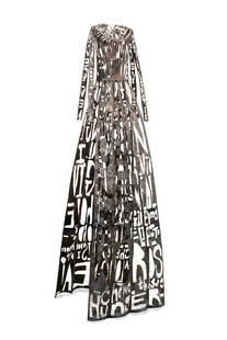 LESLEY DILL, 1997 COPPER POEM DRESS #3, 62" TALL: Lesley Dill (American b. 1950), "Hinged Poem Dress #3' - 1997, sheet copper and wire. "I have given my whole life to words / Chewed this dog hunger into a long meal..." - Catalan poet Salvador Espriu.