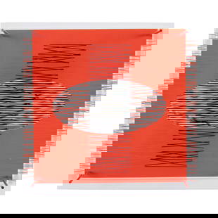 JESUS R. SOTO 'OVALO EN EL ROJO,' OP ART: Jesus Rafael Soto (Venezuelan/French 1923-2005), 'Ovalo En El Rojo', (Oval in the Red), 1979, from the Sintesis series, silkscreen on acrylic sheet with chromed metal, titled, signed, and editioned 25