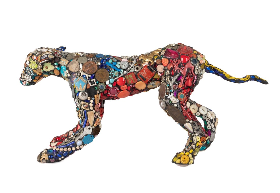 MARY ENGEL CROUCHING DOG FOUND OBJECTS SCULPTURE (1 of 9)