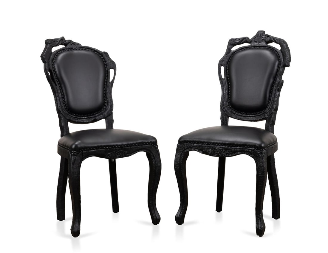 MOOI BLACK LEATHER 'SMOKE DINING CHAIRS, 2002 (1 of 8)