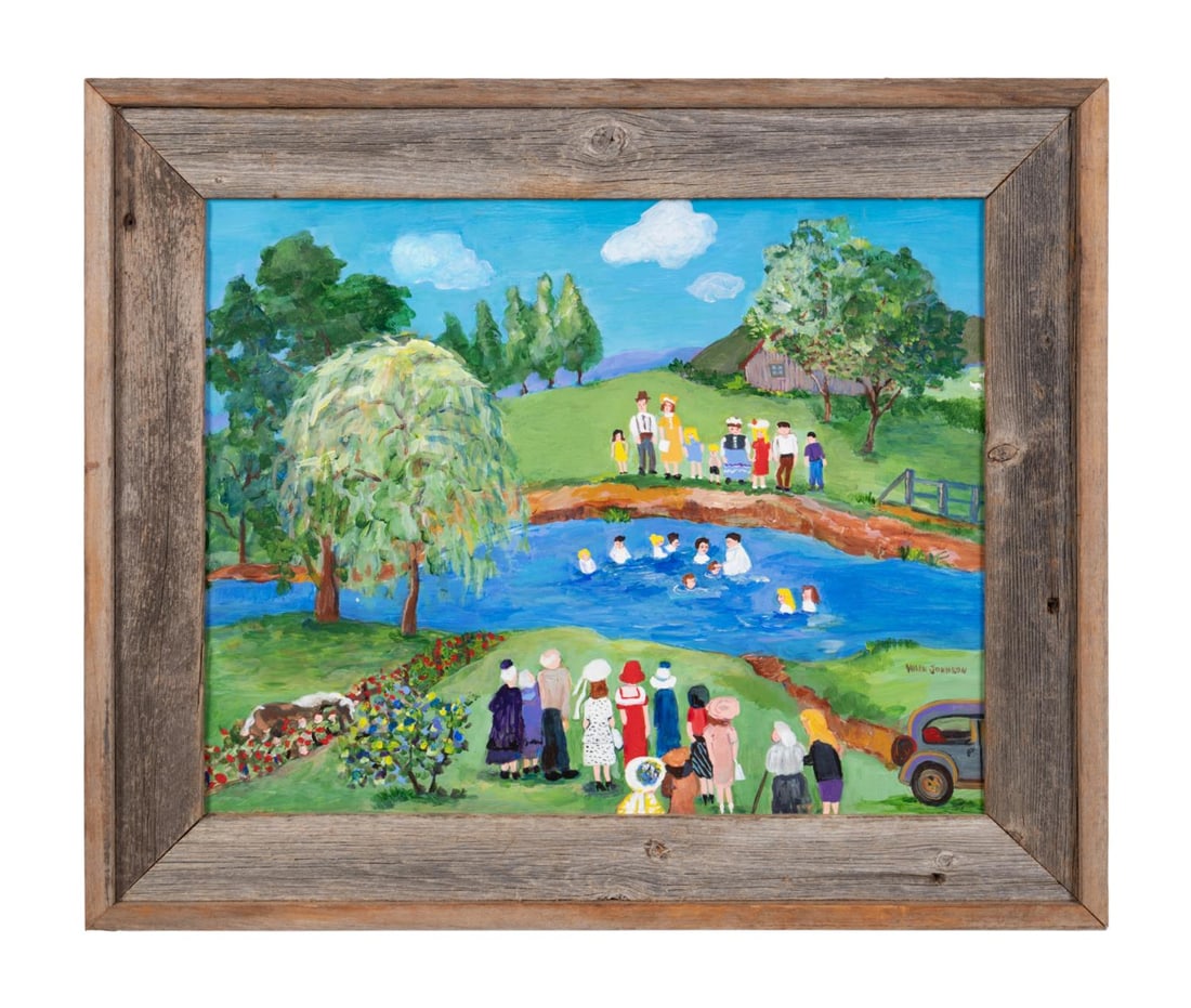 HELEN JOHNSON, BAPTISM RIVER SCENE, ACRYLIC (1 of 5)