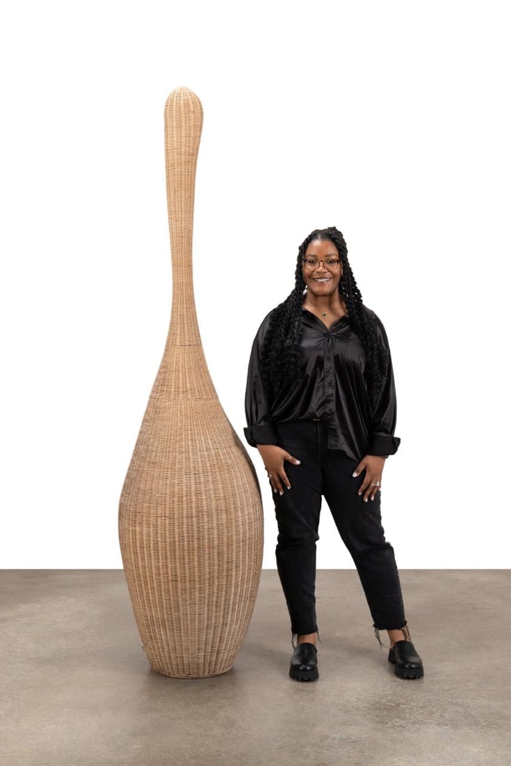 GERVASONI BOLLA XL RATTAN STANDING LAMP, 89" TALL (1 of 5)