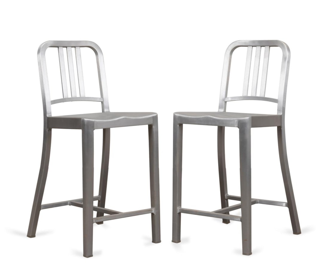 PAIR EMECO "NAVY" ALUMINUM BAR STOOLS (1 of 8)