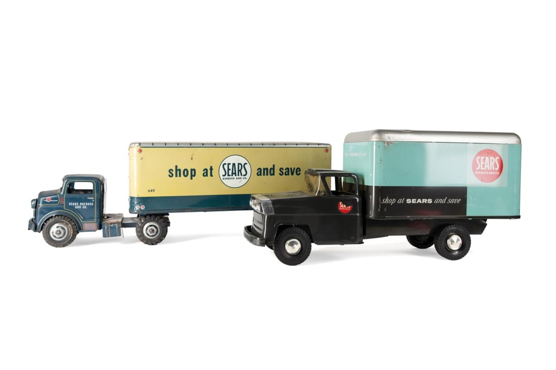 2PCS VINTAGE MARX TOY TRUCKS W/ SEARS ROEBUCK LOGO (1 of 8)