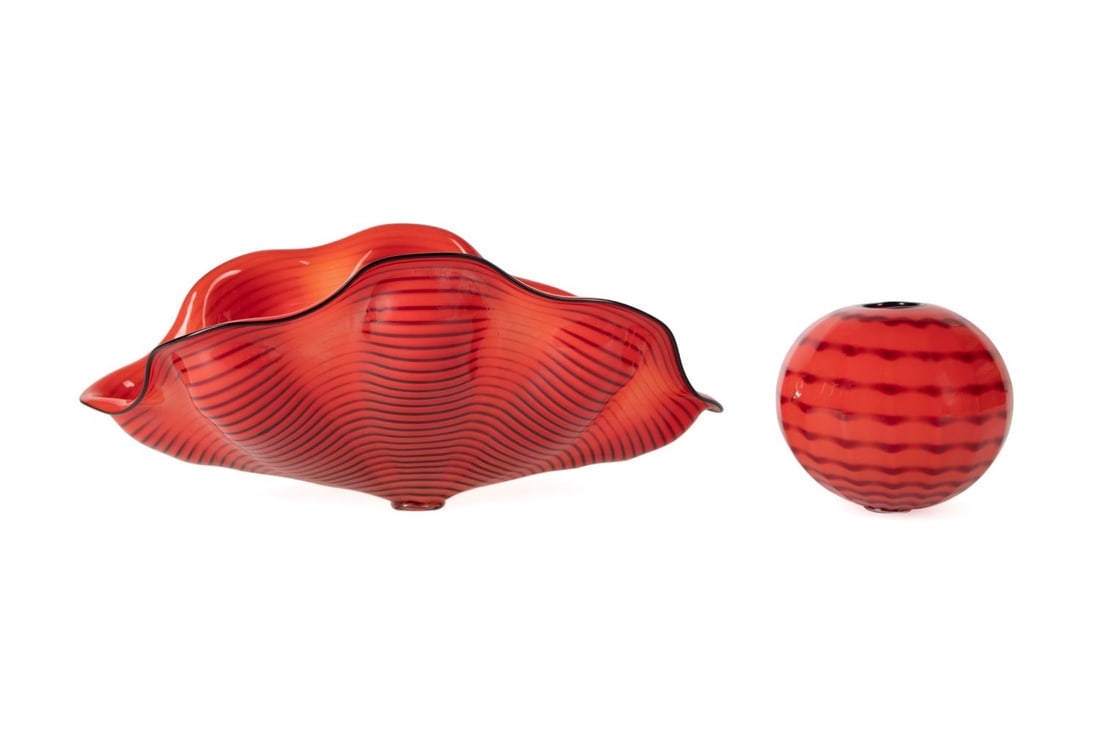 2PCS AMERICAN ART GLASS IN THE STYLE OF CHIHULY (1 of 11)