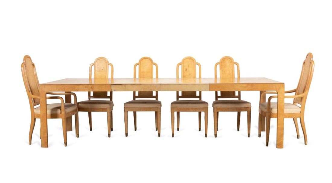 7PCS, HENREDON SCENE TWO DINING TABLE & SIX CHAIRS (1 of 10)