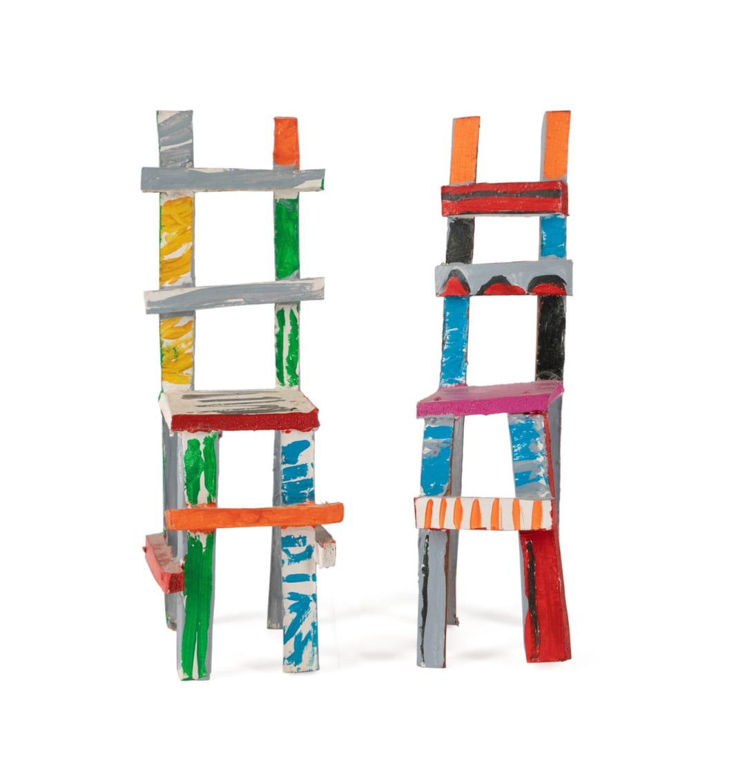 2PC BEVERLY BUCHANAN SMALL FOLK ART CHAIRS (1 of 6)