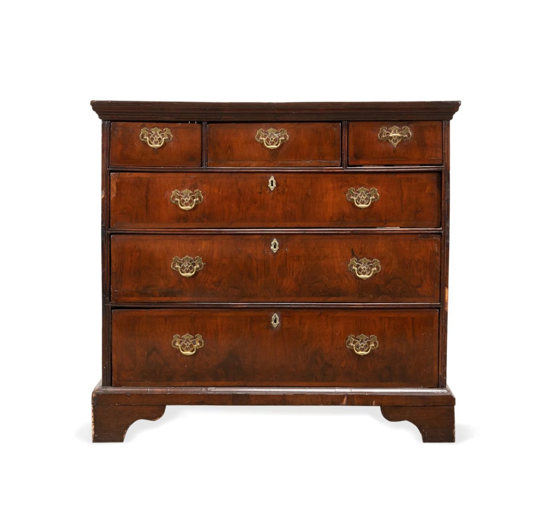 ENGLISH GEORGE III WALNUT VENEER SIX DRAWER CHEST (1 of 5)