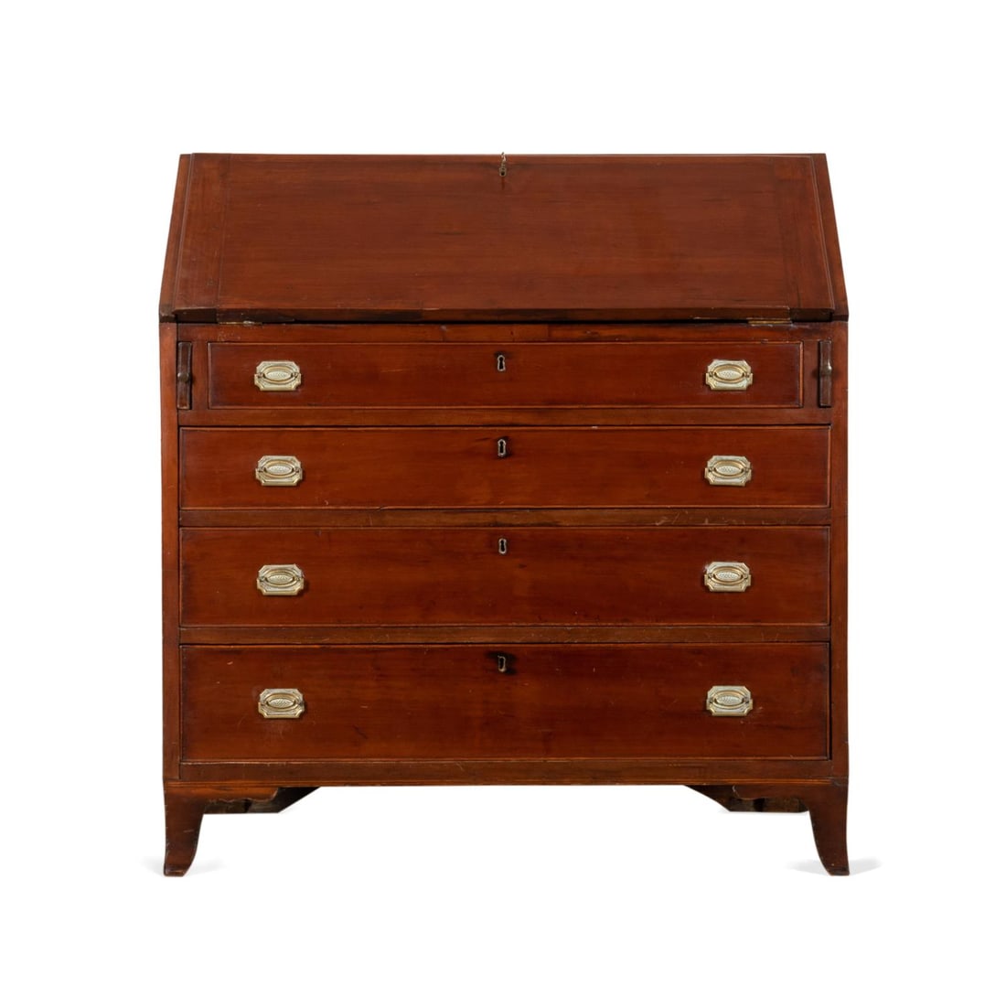 GEORGE III MAHOGANY VENEER SLANT FRONT DESK (1 of 5)