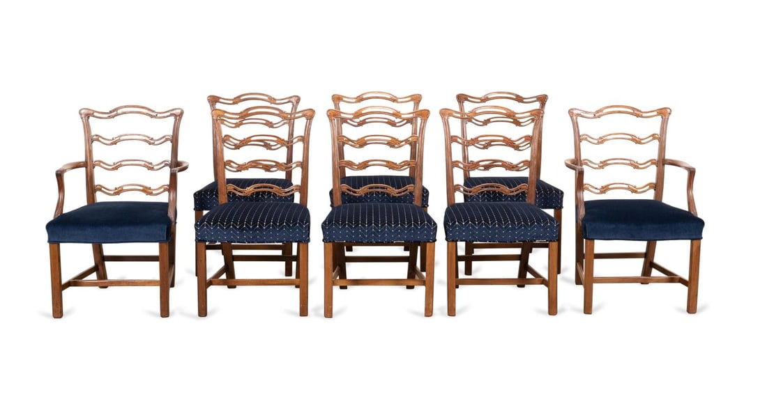 EIGHT CHIPPENDALE STYLE MAHOGANY DINING CHAIRS (1 of 3)