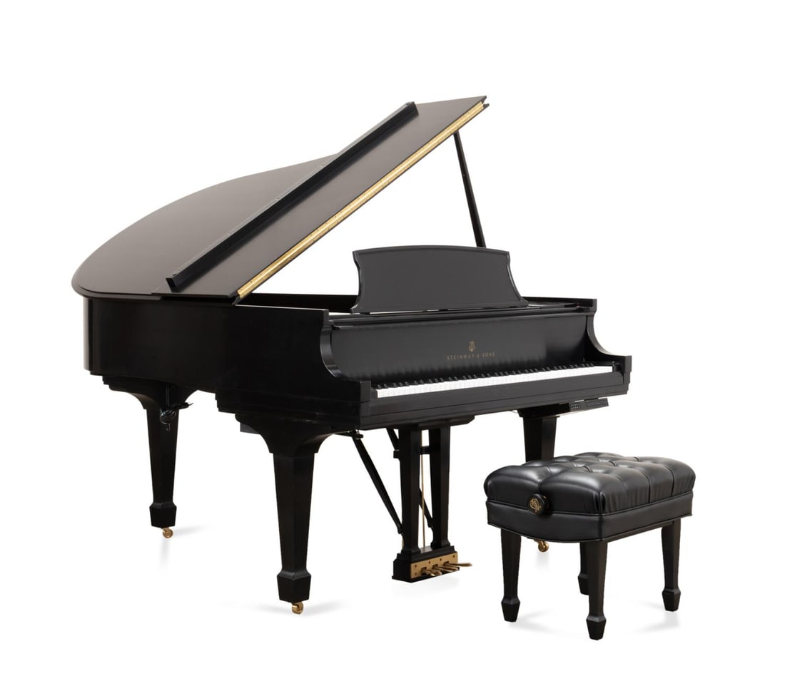 STEINWAY EBONY MODEL M BABY GRAND PIANO W/ BENCH (1 of 18)