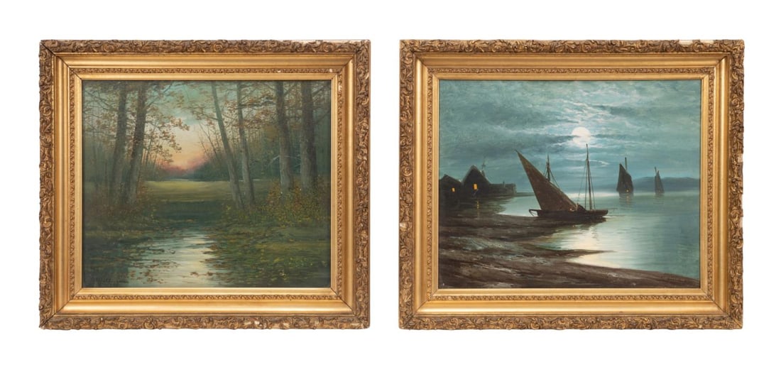 TWO AMERICAN SCHOOL SIGNED O/C LANDSCAPES 1907 (1 of 9)
