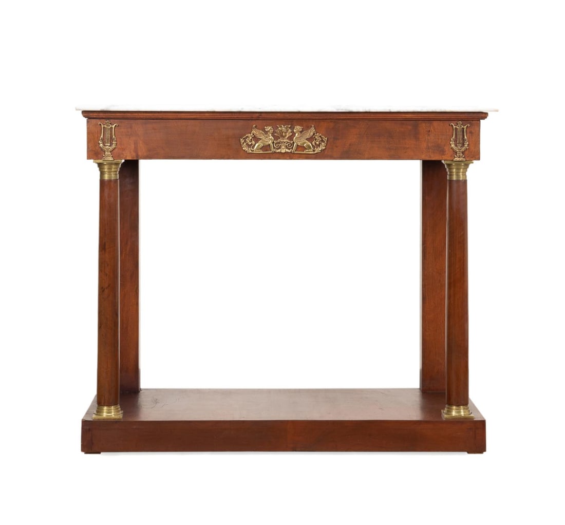 CLASSICAL STYLE MARBLE TOP MAHOGANY PIER TABLE (1 of 7)