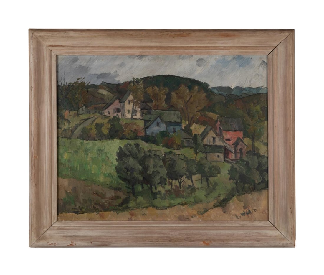 ELOF WEDIN UNTITLED VILLAGE AND FOREST SCENE O/C (1 of 4)