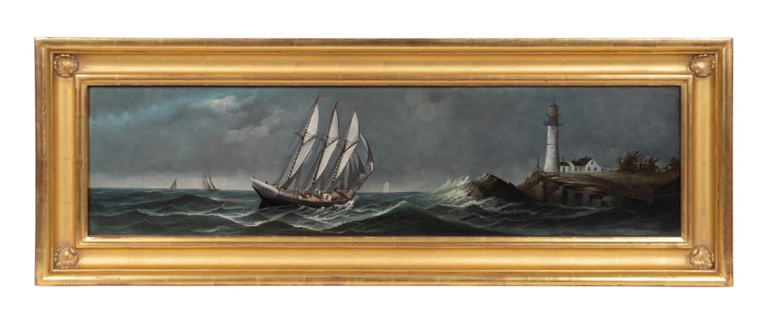 EUROPEAN SCHOOL MARITIME SCENE OIL ON BOARD (1 of 4)