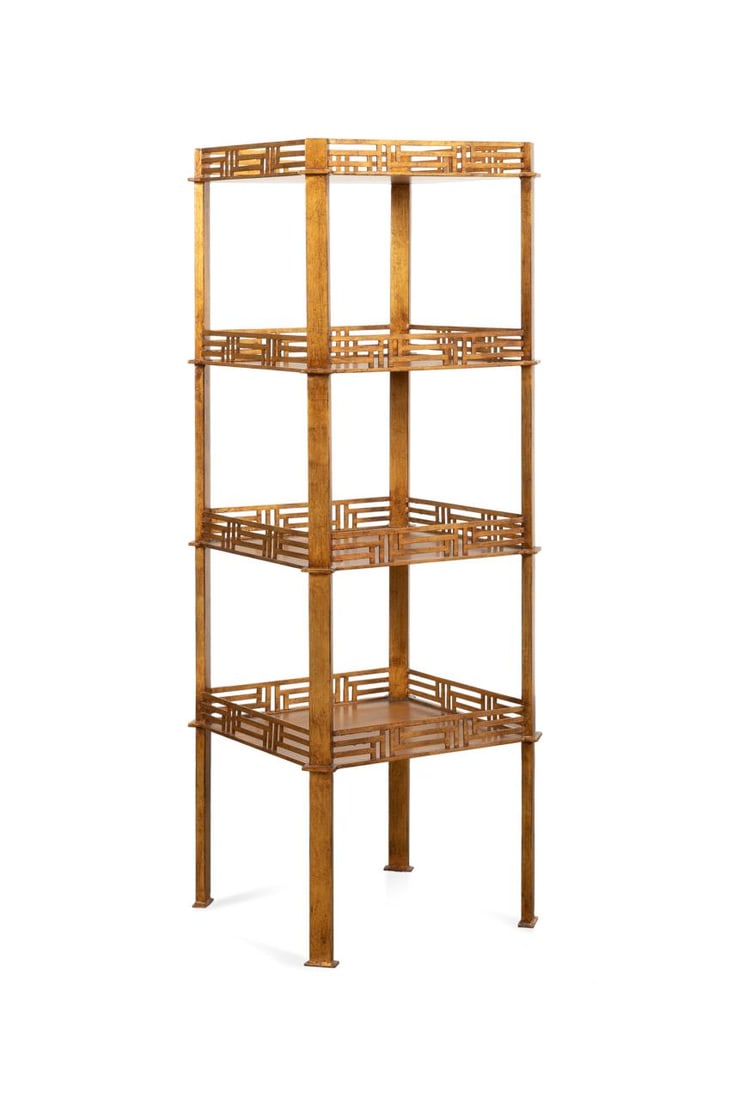 BAKER HISTORIC CHARLESTON GILT METAL ETAGERE (1 of 7)
