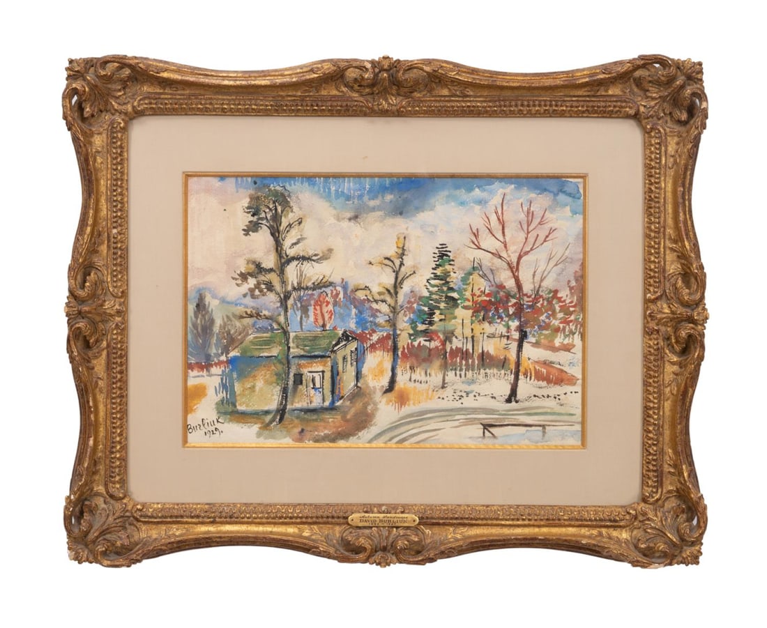 DAVID BURLIUK UNTITLED LANDSCAPE 1929 WC/P (1 of 5)