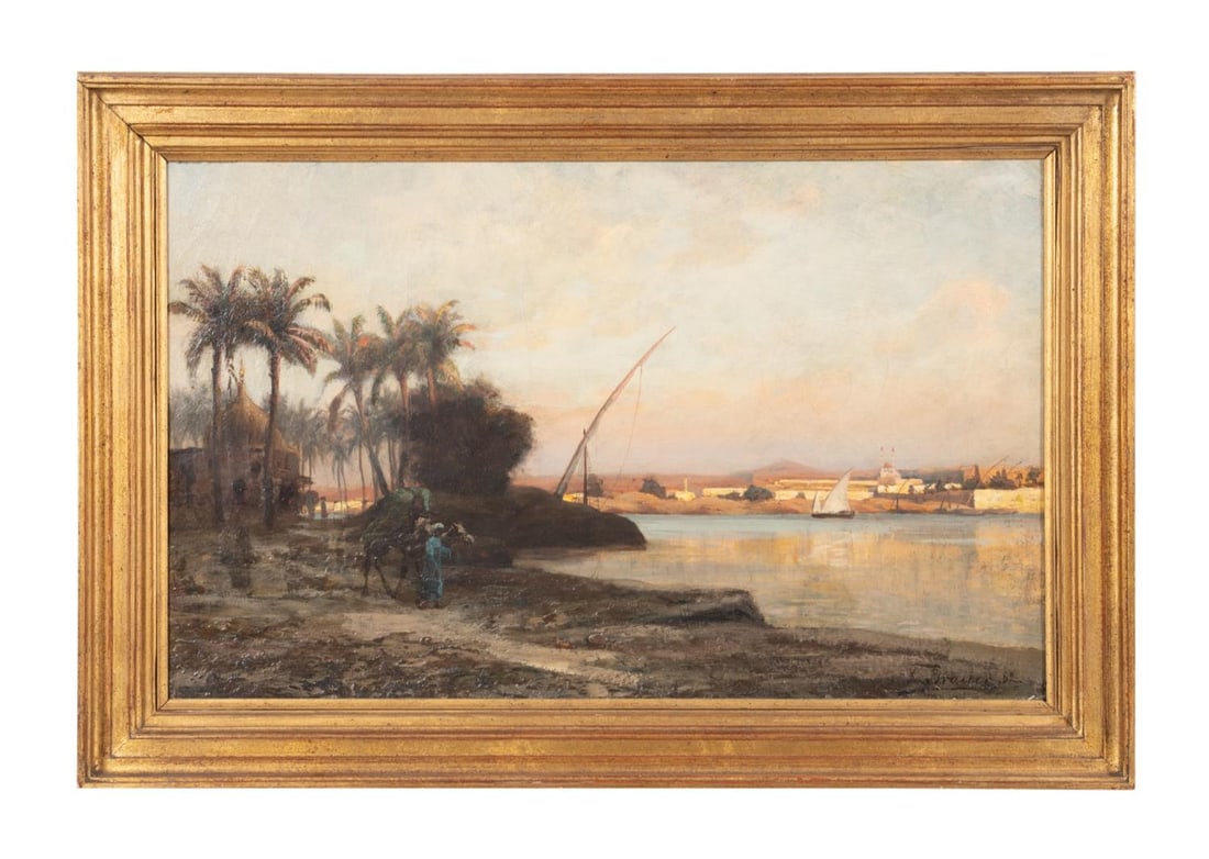 FRITZ BRAUER CAIRO BENEATH GIZA 1882 OIL ON CANVAS (1 of 6)
