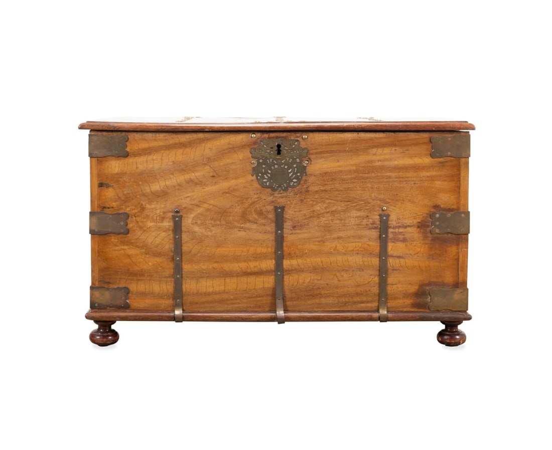19TH C. SPANISH COLONIAL STRAPWORK WOODEN CHEST (1 of 7)