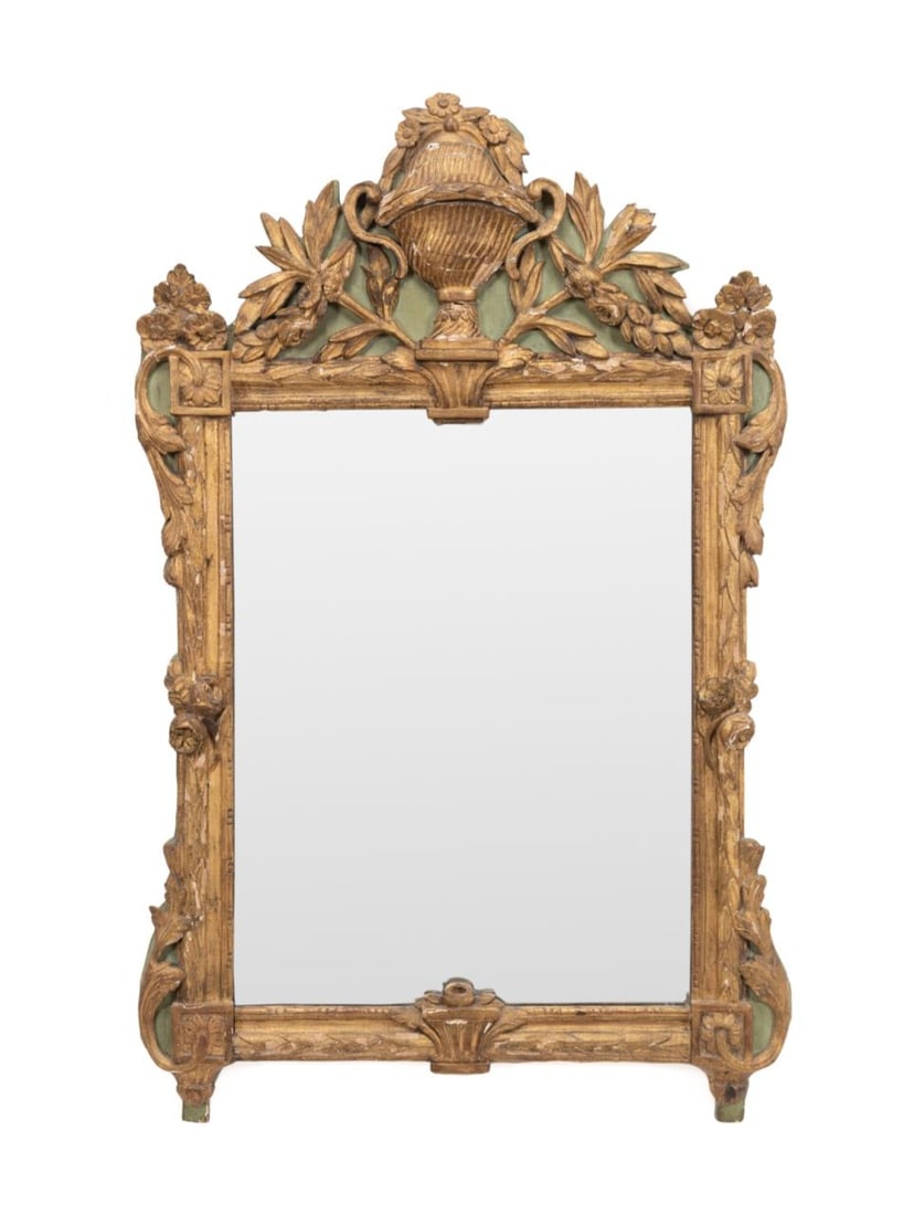 18TH C. LOUIS XVI PAINTED AND PARCEL GILT MIRROR (1 of 3)