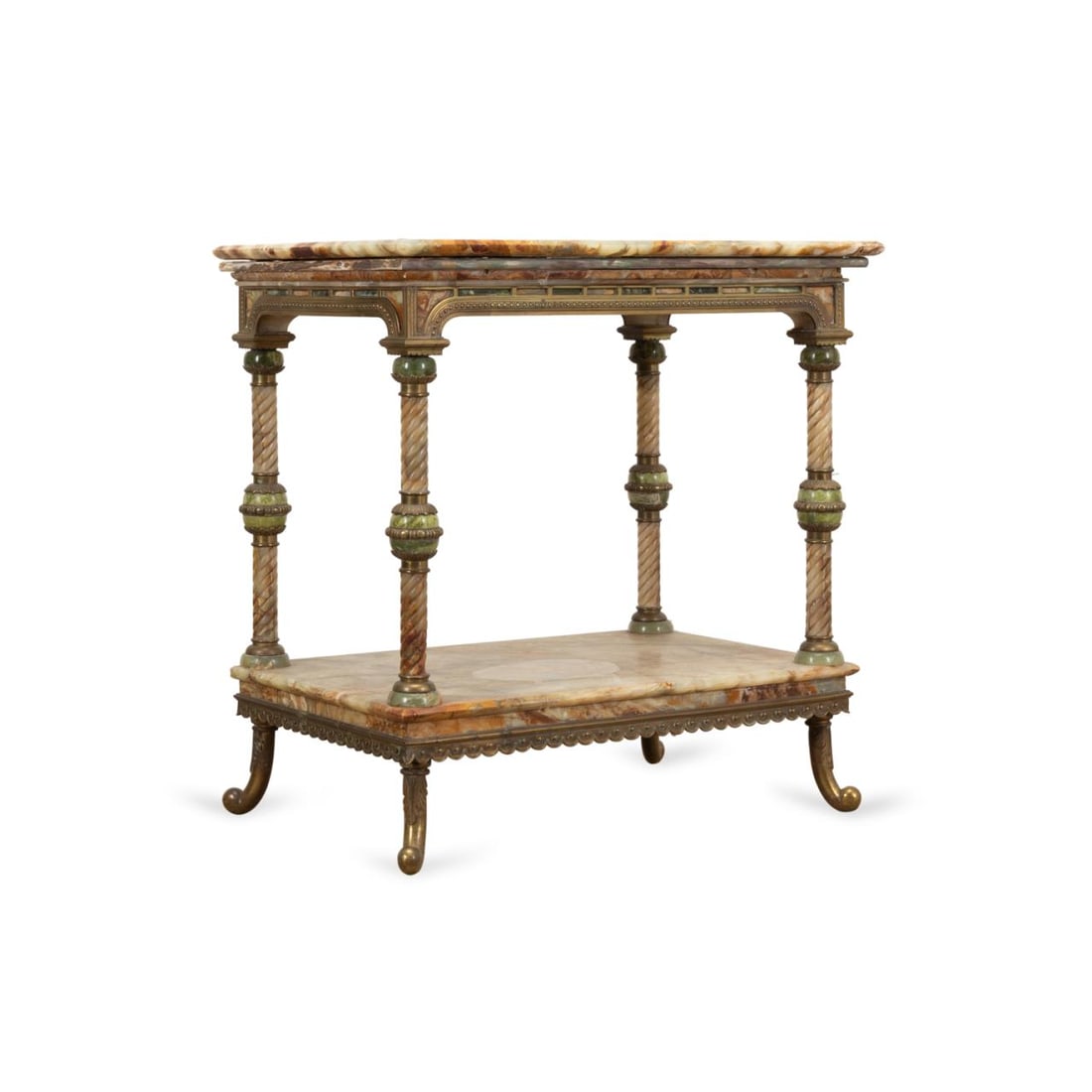 19TH C. FRENCH ONYX AND BRONZE TWO TIER TABLE (1 of 6)