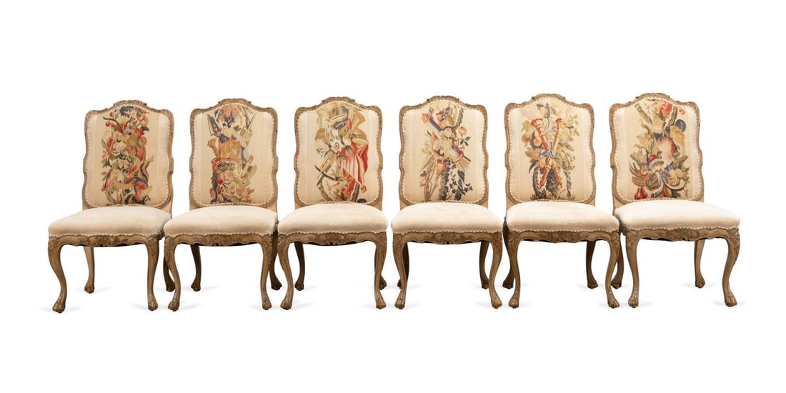 SIX CONTINENTAL ROCOCO STYLE AUBUSSON SIDE CHAIRS (1 of 6)
