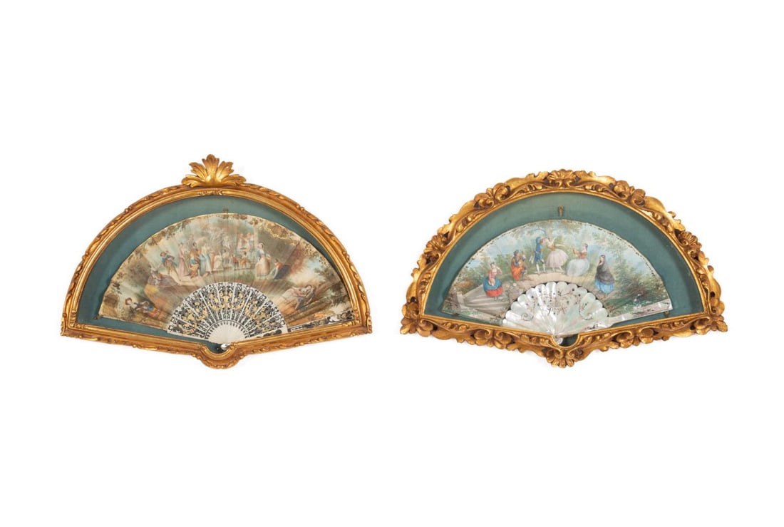 TWO FRAMED PAPER FANS IN THE FRENCH TASTE (1 of 6)