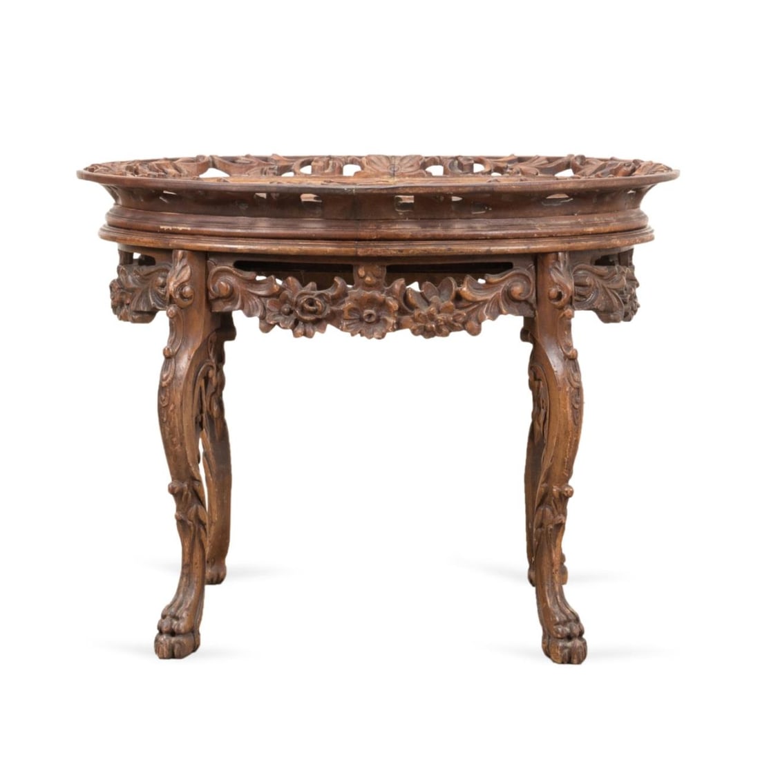 OVAL CARVED WOOD OCCASIONAL TABLE (1 of 8)