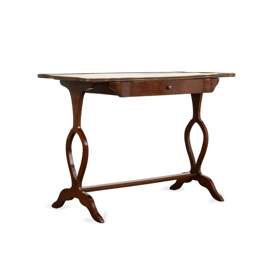 FRENCH BRASS BOUND MAHOGANY WRITING TABLE (1 of 7)