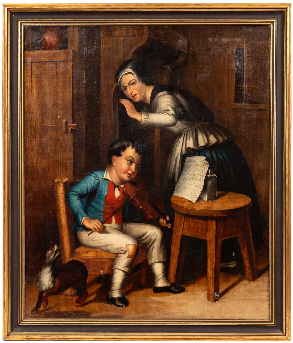 19TH C. EUROPEAN SCHOOL OIL YOUNG MUSICIAN, OIL (1 of 3)