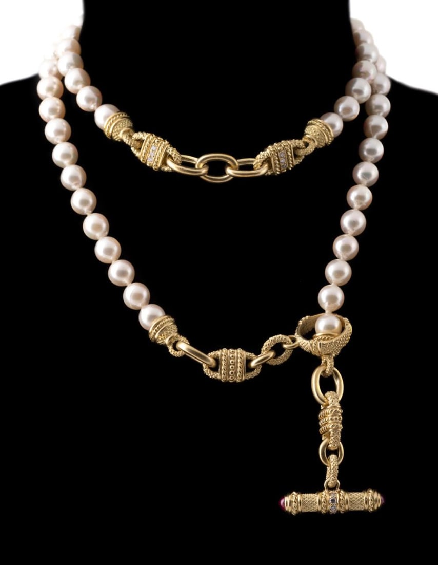 JUDITH RIPKA PEARL, RUBY, 18K & DIAMOND NECKLACE (1 of 8)