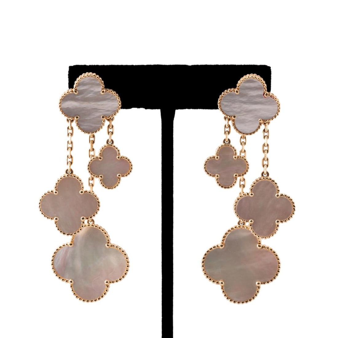 VAN CLEEF & ARPELS MOP DANGLE ALHAMBRA EARRINGS (1 of 6)