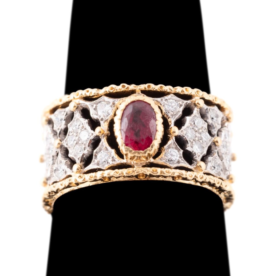 BUCCELLATI CUSTOM DIAMOND & RUBY FILIGREE RING (1 of 6)